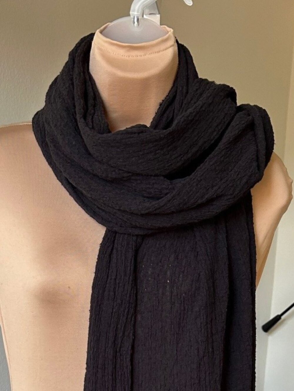 Gauze Black Long Scarf/Wrap EUC - Picture 2 of 7